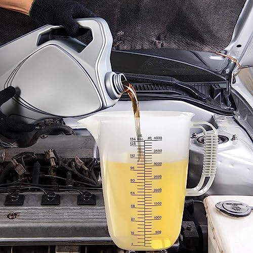 WhiteRhino 1 Gallon 134oz Measure Pitcher,US Conversion Chart, Extra Large Plastic Measuring Cup-Strong Food Grade, Graduated Mixing Pitcher for Lawn, Pool Chemicals,Home Hobbies,Motor Oil and Fluids - color: 1 Gallon / 134oz - Style 2