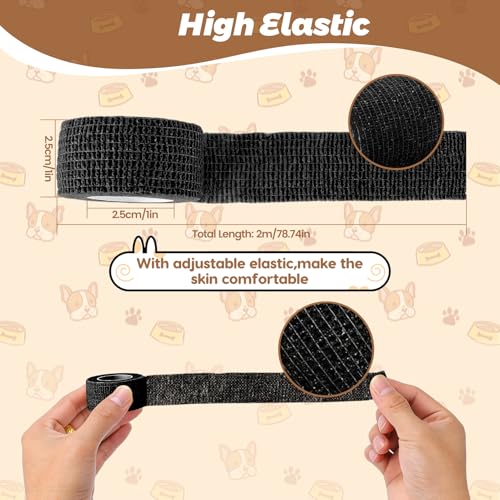Self Adhesive Bandage Wrap, 20 Rolls Sports Tape, Self Stick Elastic Bandage Wrap, Sticky Bandage Wrap for Wrist, Feet, Ankle, Vet Wraps for Animals Pets,Tattoo Grip Tape(1" x 78.74") - color: Black