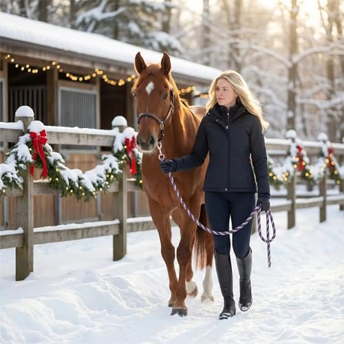 Horse Poly Lead Rope with Heavy Duty Bolt Snap, Braided Rope for Horse and Livestock (Light Purple/Silver) - color: Light Purple/Silver