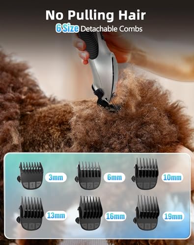 Dog Grooming Kit Low Noise，Cordless 4 in 1 Dog Clippers for Grooming Rechargeable Pet Cat Hair Trimmer with 2 Speed,6 Guards,Scissors,Comb for Small Medium Large Pets Dogs Cats Thick Hair Cutting