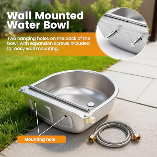 Large Automatic Dog Water Dispenser Outdoor, with Float Valve | Heavy Duty 304 Stainless Steel, Auto Refill Water Bowl, For Dogs Cats Pig Cow Goat Sheep Deer Chicken