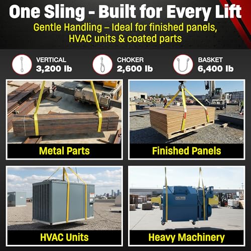 DD Sling 1 Inch x 14 Foot Nylon Lifting Sling – USA Made, 3,200 lb Vertical, 2,600 lb Choker, 6,400 lb Basket – 2-Ply Heavy Duty 900 Webbing, Type 4 Twisted Eye & Eye Rigging Sling - size: 1 in x 14 ft