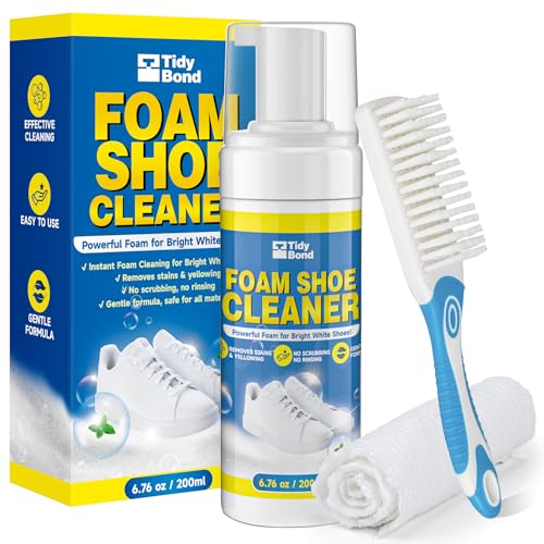 Shoe Cleaner Kit – Fast Dirt And Stain Removal, Anti-Yellowing Care | For White Shoes & Sneakers, Leather, Canvas, Mesh, Knit And Rubber, Brush & Towel Included - color: Foam Shoe Cleaning Kit 6.76 Fl Oz
