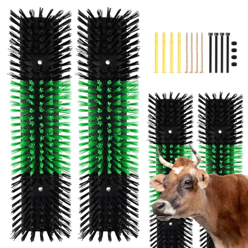 2pcs Livestock Scratching Brush with 8 Screws,Cattle and Horse Grooming Brush, Itch Relief for Horses, Goat, Cattle,Sheep,Cow and Pig,Animal Back Scratching