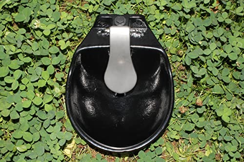 Automatic Livestock Water Bowl, Cast Iron Push Paddle Waterer for Cattle, Horse, Goat & Pig, Heavy Duty Outdoor Metal Automatic Drinking Bowl, 0.55 Gal