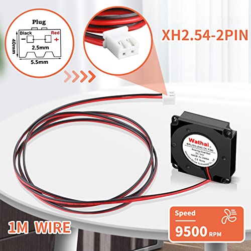 Wathai DC 4010 Blower Fan 24V Duall Ball High Speed with 3.3 ft Wires | 40mm x 10mm 24 Volt DC Brushless Radial Turbo Fans for Ender 3 Fan Upgrade Extruder Hot End Cooling 2 Pack - size: 40x10mm (24V Ball)