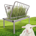 Kojem 4 Ft Long Livestock Feeder, Heavy Duty Steel Livestock 2 in 1 Grain & | Hay Feeder, Outdoor Pasture Feeder with Feeding Pan for Goats, Sheep,Ponies, Cow, Horse for Farms, All Weather Feeder