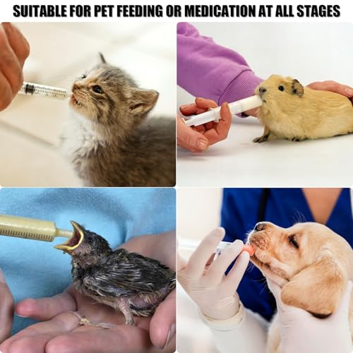 Pet Feeding Syringe with Nipple, Silicone Feeding Tools for Kitten Puppy Feeding Syringe for Newborn Cat Dog Small Animals Rabbits (4 syringe+ 1 bottle+1 brush) - color: 4 syringe+ 1 bottle+1 brush