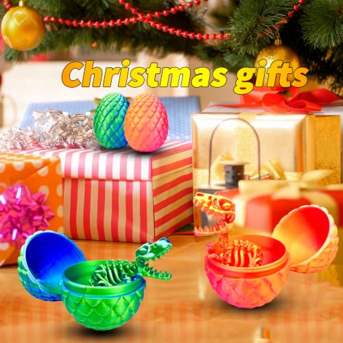 2 Packs，7.08" 3D Printed Dinosaur Skeletons Toys,Dinosaur Egg, Flexible，Animals,Fidget Toy,Desk Executive Toy，Easter Eggs Basket Stuffers,Toys for Boys Kids Teen 5-7 4-6 8-12 - color: D-22