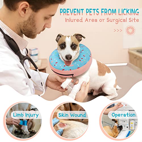 Supet Inflatable Dog Cone Collar Alternative After Surgery, Doggie Neck Donut Collar Recovery E Collar, Soft Dog Cone for Small Medium Large Dogs - color: Donut Blue, size: L(Neck 12"-16")