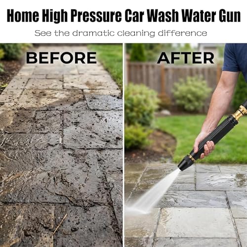 2PCS Home High pressure Car Wash Water Gun, Adjustable High Pressure Jet Sweeper Spray Nozzle with Leak-Proof Design，Applicable to Garden high Pressure hose Nozzle for Car Wash, Lawn, Patio Cleaning