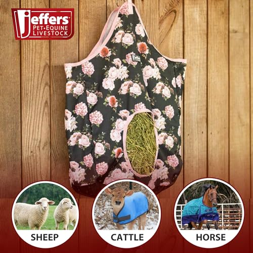 Jeffers Expression Top Loading Hay Bag for Horses & Livestock – Durable 600 Denier Hanging Hay Feeder, Water Resistant with Mesh Bottom, Easy Hanging Snap for Stall, Trailer, Travel - Rose Garden - color: Rose Garden