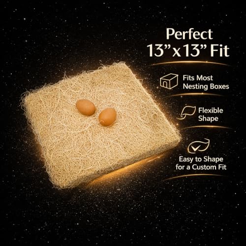 NestNova™ Aspen Nesting Pads for Chickens – 10 Pack 13x13 Excelsior Liners | USA-Grown Aspen, Cleaner Eggs, Kraft-Backed Coop Bedding for Laying Hens - 20 Pads - size: 20 Pads (2 Packs)