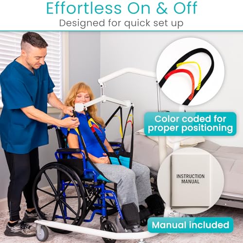 Vive Padded Patient Lift Sling w/Head Support - Universal Fit for Hoyer | Hydraulic, Electric Lifts - Full Body Transfer Sling for Shower, Toileting & Home Use - Mesh Padded, Machine Washable - size: X-Large