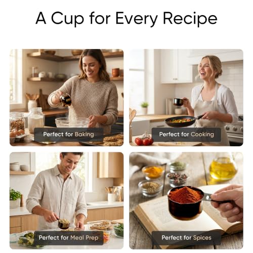Color Up ½ Cup Measuring Cup (120 ml) – Premium Black Stainless Steel, Accurate for Wet & Dry Ingredients, Embossed Markings, Easy-Pour Spouts, Dishwasher-Safe, Kitchen Essential - size: 1/2 Cup (120 ml) Black