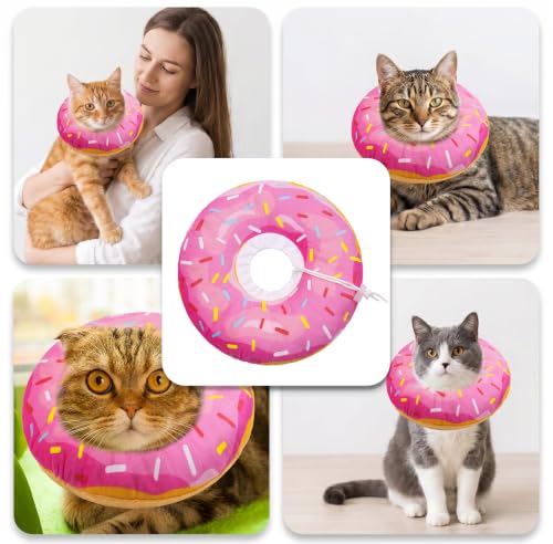 Cat Cone Collar Soft, Adjustable Cat Recovery Cone (Pink, S) | Stop Licking, Cute Kitten Donut Collar After Surgery, Elizabethan Collars for Kittens, Lightweight Cats Neck Cones - color: Pink, size: Small
