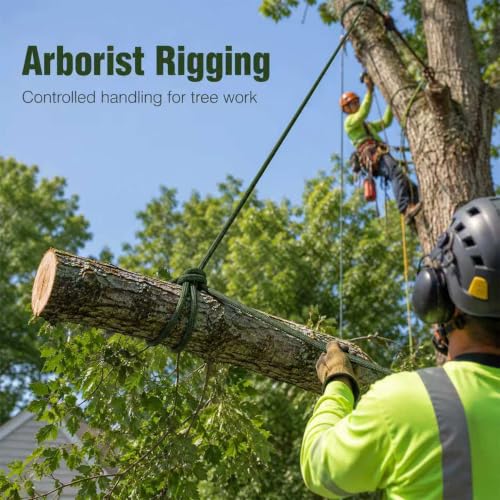 Double Braided Arborist Rope - 1/2 Inch x 200 Feet Polyester Rope - High Strength Climbing Rope for Tree Work, Halyard, Sailing(ArmyGreen) - size: 1/2 in×200 ft