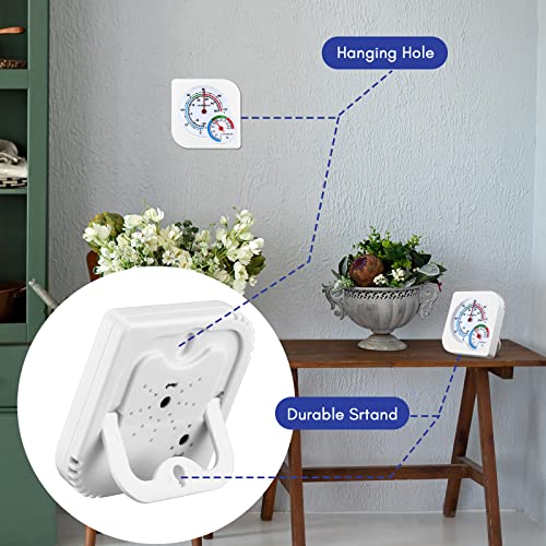 Kathfly 4 Pcs Indoor Thermometer and Humidity Gauge Indoor Mini Thermometer Hygrometer Temperature Humidity Meter Temperature and Monitor with Pointers for Home, Kitchen, Planting Room (White) - size: White