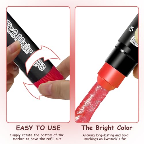 MESINURS Animal Marker Crayon for Pig, Cow, Goat - Livestock Paint Pens, Non Toxic Color Marking, Washable (red+Blue+Green+Yellow+Purple)