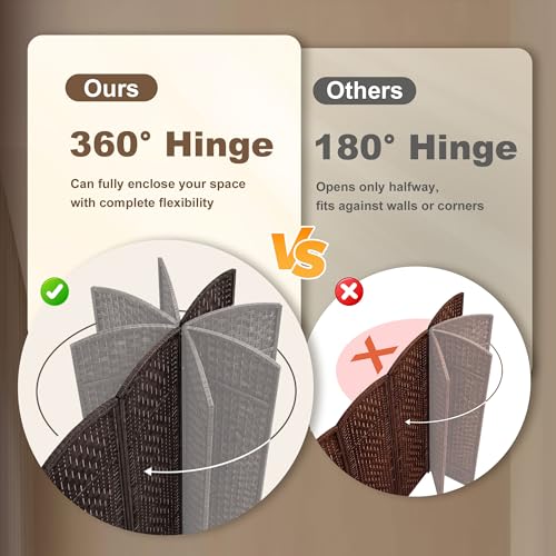 HOMCOM Room Divider 4-Panel, 6FT-Tall Folding Privacy Screen, Coffee | Freestanding Partition, Hand-Woven Design, for Room Separation, 360° Hinges, Paper Rope Diamond Weave - color: Coffee, size: 4 Panel