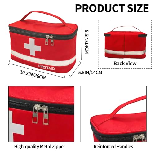 2 PCS Empty First Aid Bag, Portable Medical Bag Organizer for Home, Travel, Car, Camping, Hiking & Outdoor Emergencies, Emergency Medicine Pouch(Bag Only)