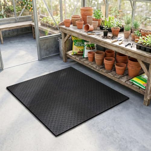 Mohawk Home Heavy Duty Rubber Stall Mat - Gym Floor- Under Dog Crate - All Purpose Utility 2'x2' - 1/2" Thick - Diamond Texture