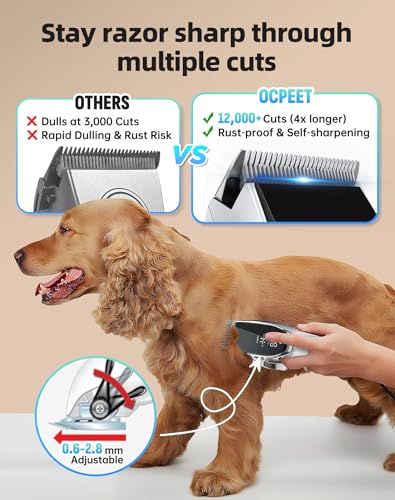 Dog Grooming Kit Low Noise，Cordless 4 in 1 Dog Clippers for Grooming Rechargeable Pet Cat Hair Trimmer with 2 Speed,6 Guards,Scissors,Comb for Small Medium Large Pets Dogs Cats Thick Hair Cutting