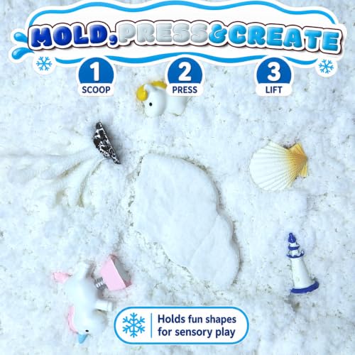 Sensory Bin Filler for Toddlers, Fake Snow Play Sand, Soft Latex Sensory Table Fillers for Classroom Learning, White Sensory Material for Indoor Sensory Play - color: White