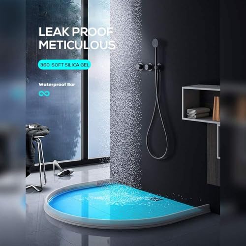 3ft/5ft/6ft/8ft10ft Collapsible Shower Threshold Water Dam Water Barrier for Shower and Water Stopper Keeps Water Inside Water Threshold for Wet and Dry Separation (10ft, Clear) - color: Clear, style: 10ft