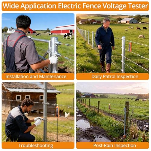 Neoteck 2000-12000V Electric Fence Voltage Tester with 8 Neon Lights | Electric Fence Fault Finder Portable Fence Tester Suitable for Troubleshoot Faults of Ranch and Farm Fences