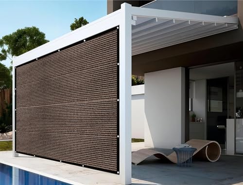 Shatex 90% Sun Shades for Patios 6X 10ft Shade Fabric Sun Shade Cloth Taped Edge with Grommets Sun-Block Mesh Shade for Pergola Cover Canopy Mocha, 12 Bungee Balls - color: Mocha, size: 6x10ft