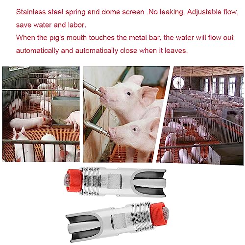 Pack of 10 Pig 1/2" NPT Pig Nipple Waterer for Barrel Kit Stainless Steel Automatic Pig Waterer with Filter Pig Nipple Drinker for Sows Piglets Dogs