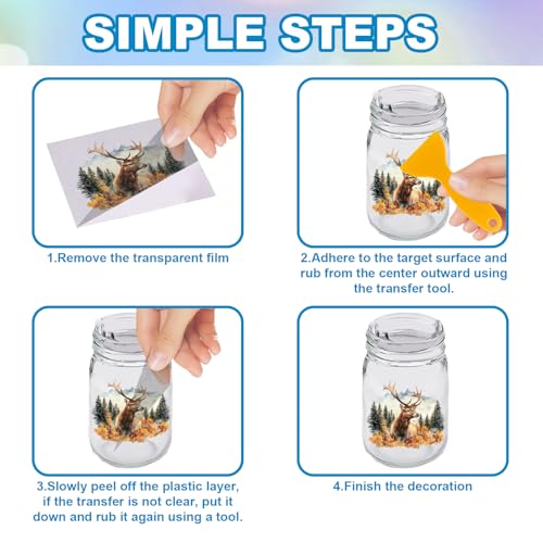 GLOBLELAND 18 Sheets Nature Sika Deers Rub on Transfers Forest Animals Waterproof UV DTF Cup Wraps Milu Deers Decals Stickers for Water Glass Bottle Vase Crafts - style: Deer