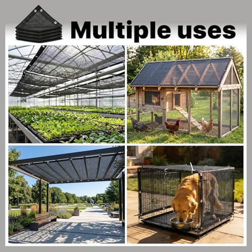 Royal Shade50% Black Shade Cloth 8FT x 16FT Mesh Tarp with Grommets for Garden Patio, Plant Shading, Greenhouse, Pergola, Chicken Coop, Dog Kennel, Lawn (We Make Custom Size)