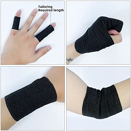 Carbou Self Adhesive Bandage Wrap 4" x 5yd 8ct Vet & Athletic Black | Vet Wrap Elastic Cohesive Bandage Self Adherant Non-Woven Wrap for Wrist, Ankle, Hand,First Aid Medical Stretch Wrap - color: Black, size: 8 Count (Pack of 1)