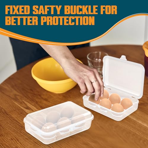 ZPU Egg Holder Camping, 2Pcs 6 Grid Egg Container, Plastic Egg Carrier for Camping Picnic Travel Outdoor Refrigerator Kitchen, Protective Egg Storage Case, Clear White - color: 2pcs-white