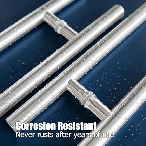 Ranbo 60" Door Pull Handle, 1.2mm 304 Stainless Steel, Brushed Nickel | 47-1/4" Hole Spacing, Fits 1/4"–3/4" Glass Doors and 1-3/8"–2-3/16" Wood Doors, for Entry, Commercial and Storefront Door - size: 60 inches/1.5 inches Cross Section Diameter