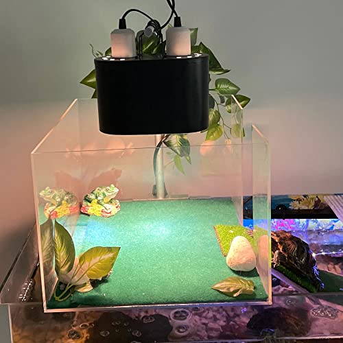 Dual Reptile Light Fixture with Independent Switches | Dual Deep Heat Lamps, UVB Light Fixture, Dome Heat Lighting Lamp Combo Kit, For Bearded Dragon, Iguana, Snake, Turtle Tank