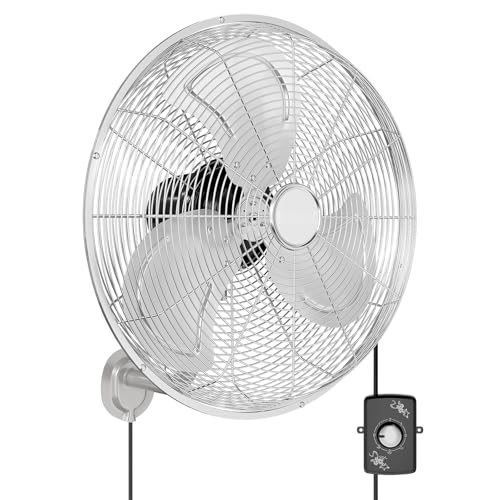 Bonnlo Industrial Wall Mounted Fan, 3-Speed Settings & Max 4600 CFM, 18 Inch Oscillating Fan with Aluminum Blades & Copper Motor for Patios, Garage & Shop, UL Certified - size: 18 Inch