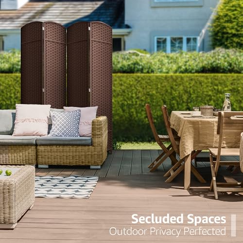 Sorbus Foldable Room Divider, Mesh Privacy Screen (4 Panel, Chocolate) | Folding screens, dividers for rooms, double-hinged panels; freestanding partition for bedrooms, offices and shared areas - color: Chocolate, size: 4 Panel