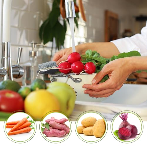 Vegetable Brush Carrot Potato Scrubber Soft Silicone and Hard Side Fruit Cleaning Tools for Delicate or Tough-Skinned Vegetables Brush