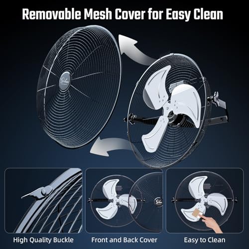 Simple Deluxe 18 Inch Industrial Wall Mount Fan, 3 Speed Commercial Ventilation Metal Fan for Warehouse, Greenhouse, Workshop, Patio, Factory and Basement - High Velocity - size: 18 Inch, style: 1 Pack