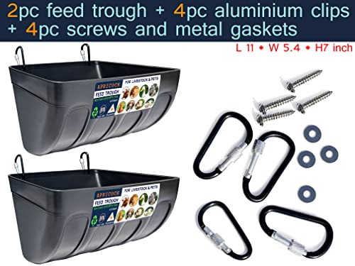 Chicken Feeder Waterer, Goat Feeder - 2 Pack, 5.5 Quart, for Goats Chickens Duck Sheeple Dogs Piglets Deers Gooses, Turkeys, Goat Supplies(Appearance Patent Product) - color: Black