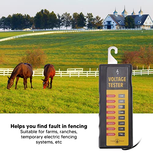 Electric Fence Voltage Tester, 8 Neon Lights Digital Electric Fence Tester Fault Voltage Meter 12KV PortableFence Fault Finder for Farms Livestock