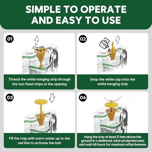 9 Pack Outdoor Hanging Fly Traps, Disposable Water-Activated Fly Catchers for Patio, Yard, Garden, Barn, Ranch, Stable, Campsite & Garbage Areas