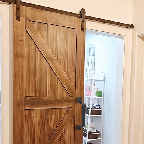 Barn Door Handle Black Steel Hardware，for Sliding Door Fence Door Wardrobe Drawer Garage Warehouse, Rustic Style (2pcs)