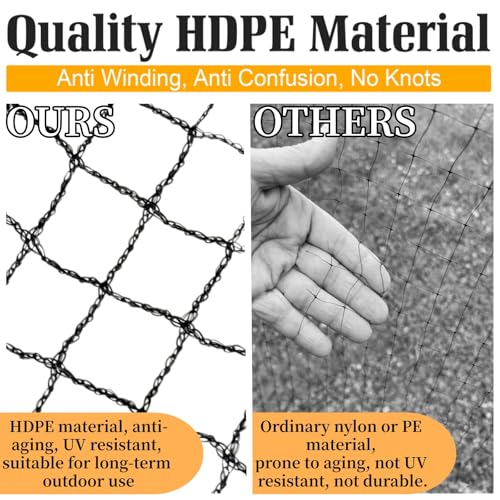 25x50ft Heavy Duty HDPE Poultry Netting,2.4" Bird Netting for Chicken Coop Run Chicken Pen,Strong Chicken Run Net Against Hawk & Predator,Tangle-Free UV Resistant (25FT)