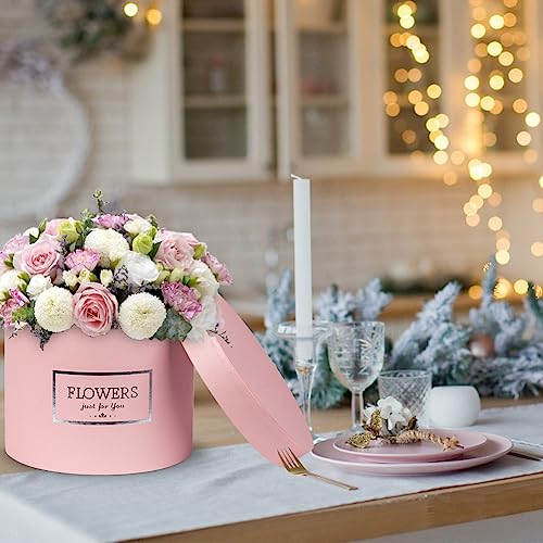 GnFlus Pink Gift Box Round Gift Boxes with Lids Set of 3 Nesting Gift Boxes for Presents Assorted Sizes Flower Boxes for Arrangements Birthday Wedding Bridesmaid Graduation Christmas Party Gift Bags - color: Pink