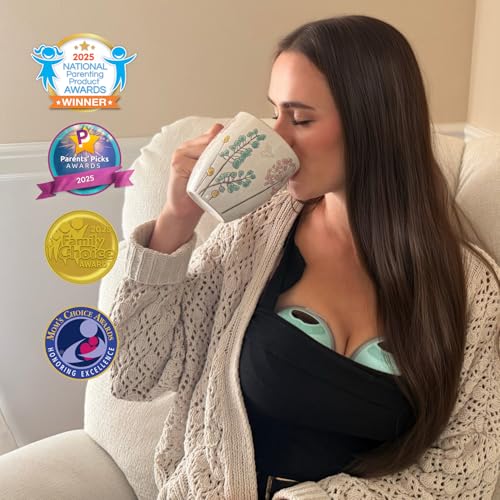 MomMed S33 Wearable Breast Pump with Case, Hands-Free Double Electric, 6oz | Ultra Quiet 45dB In-Bra Pump, Night Light, One-Tap Pause, Leakproof, BPA Free, 17/19/21mm Flange Inserts for Work Travel - color: Green