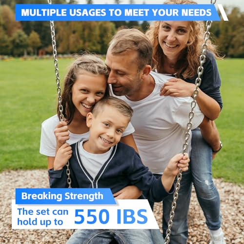 Heavy Duty Stainless Steel Chains, 550LB Punching Bag Chain with Carabiners, Heavy Bag Chain for Boxing Punching Bags Hanging Chair Hammocks Swing Trapeze Yoga